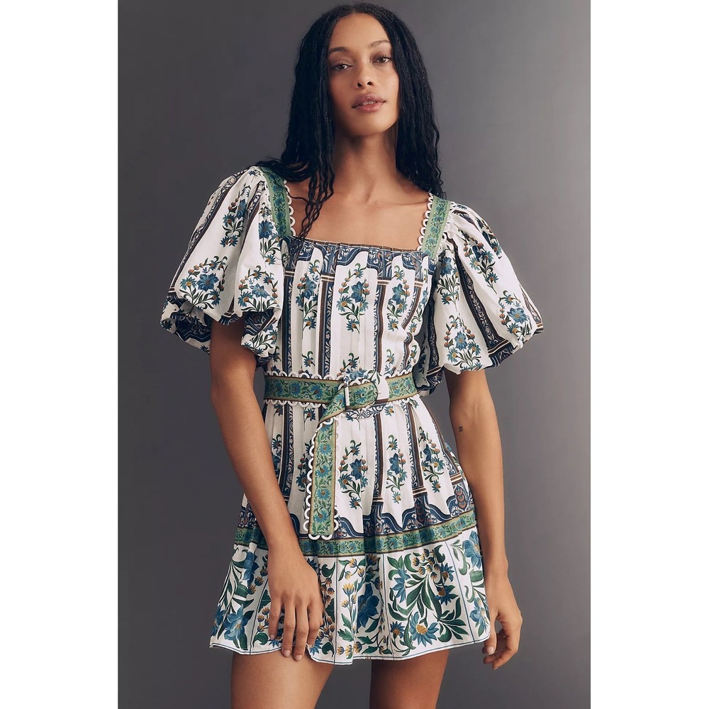FARM Rio Manoela Floral Puff Sleeve Mini Dress XS NWT Boho Cottagecore $280